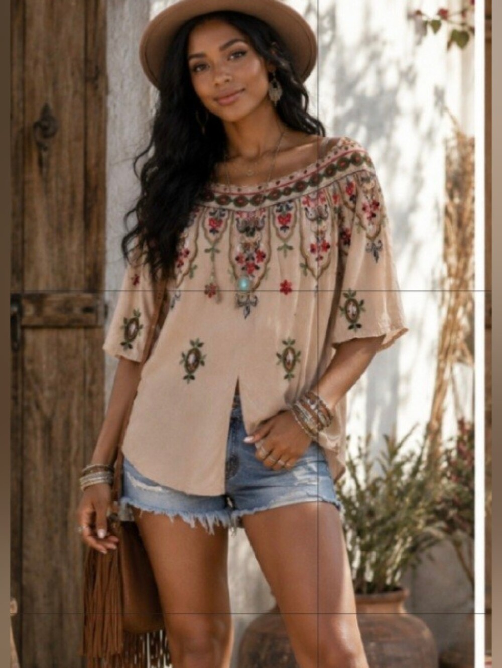 Democracy off-the-shoulder bohemian peasant blouse EXCELLENT CONDITION Large